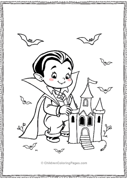 Vampire Playing With Toy Castle Free PDF Printable