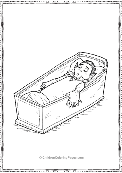 Vampire Resting In A Luxourios Coffin Free PDF Printable