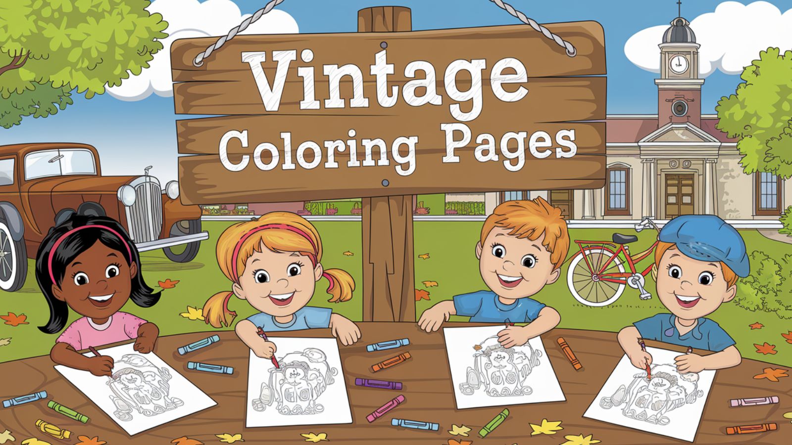 Vintage Coloring Pages – Free PDF Printables For Kids 🎭🎨👩‍🎨🗝