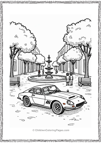 Vintage Ferrari 206 GT In Town Square Free PDF Printable