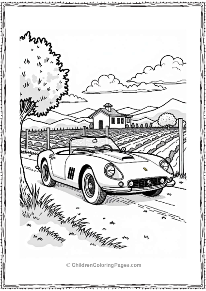 Vintage Ferrari 275 Spyder In Vineyard Free PDF Printable