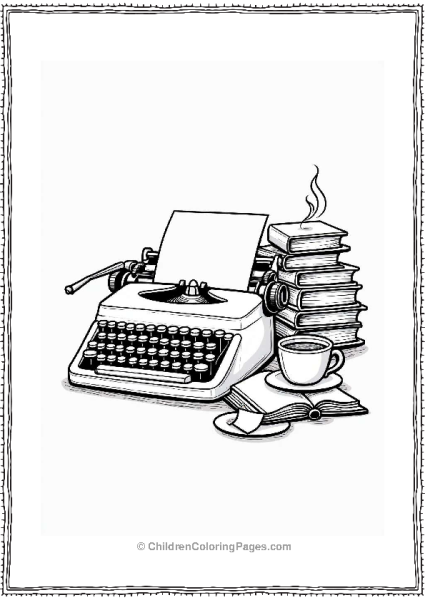 Vintage Typewriter And Books Illustration Free PDF Printable