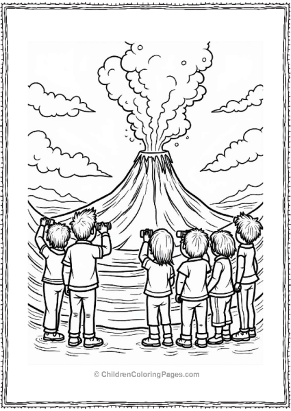 Visitors Watching Volcano Eruption Free PDF Printable