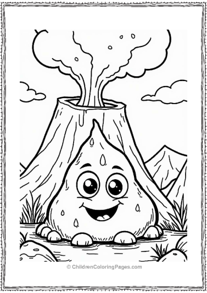 Volcanic Ash Monster In Front Of A Volcano Free PDF Printable