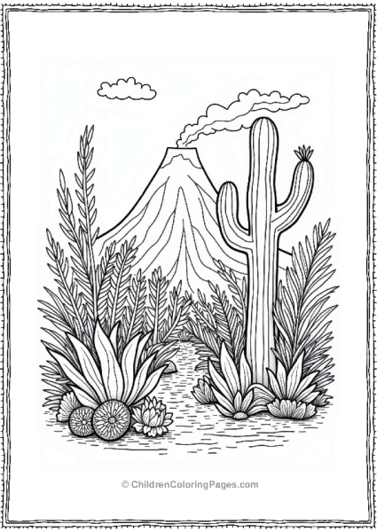 Volcanic Garden With Resilient Plants Free PDF Printable