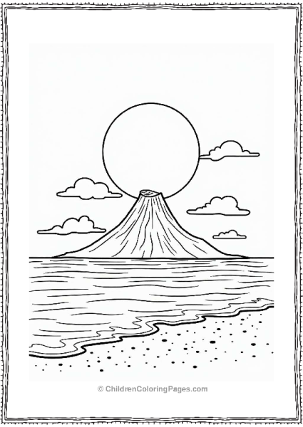 Volcanic Island At Sunset Free PDF Printable