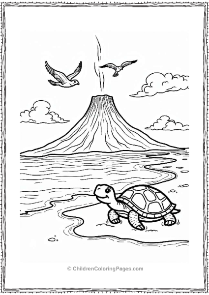 Volcanic Island With Wildlife Free PDF Printable