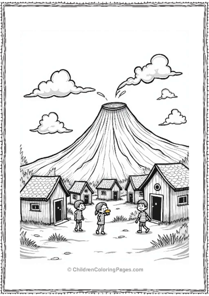 Volcano And Playful Village Free PDF Printable