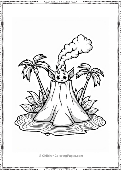 Volcano Island With A Mythical Creature Free PDF Printable