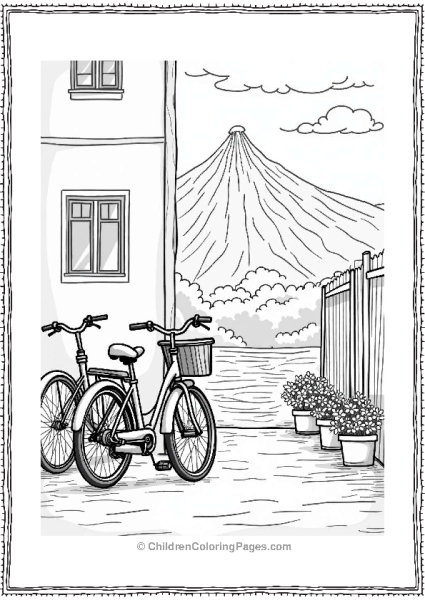 Volcano Street Scene With Hopeful Flowers Free PDF Printable