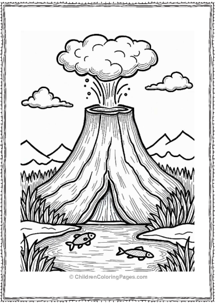 Volcano With Bubbling Hot Spring Free PDF Printable