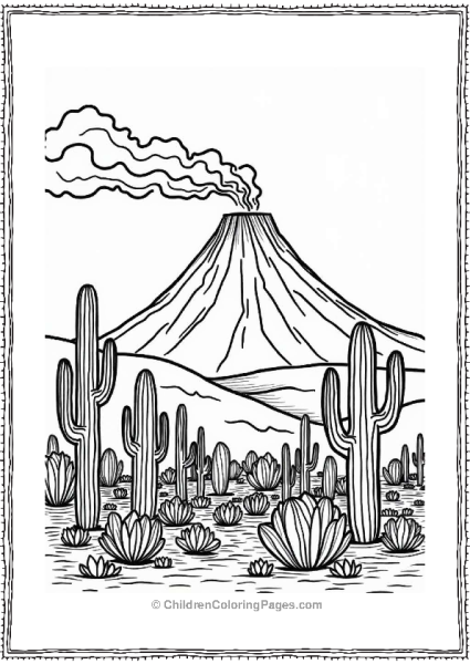 Volcano With Cactus Garden Free PDF Printable