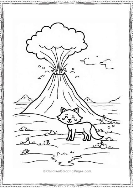 Volcano With Wildlife And Fox Free PDF Printable