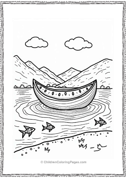 Watermelon Boat On A Blue River Free PDF Printable