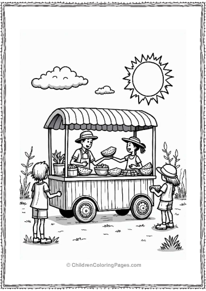 Watermelon Cart At Summer Fair Free PDF Printable