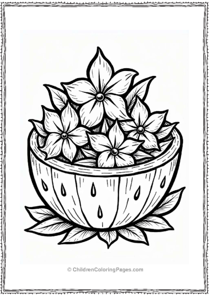 Watermelon Carved Into Flower Shapes Free PDF Printable