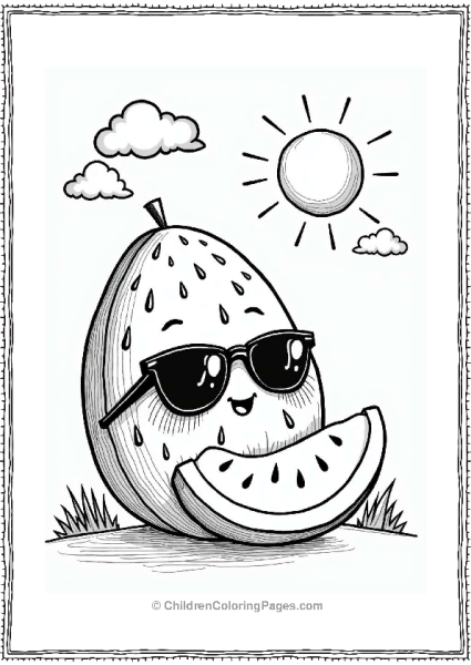 Watermelon Character Relaxing Under The Sun Free PDF Printable