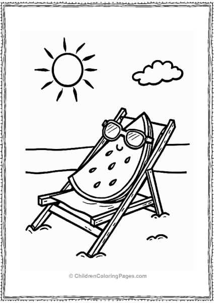 Watermelon Slice Relaxing On The Beach Free PDF Printable