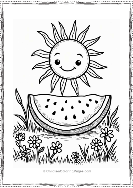 Watermelon Sun In A Flower Field Free PDF Printable