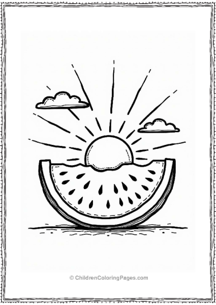 Watermelon Sunset Coloring Page Free PDF Printable