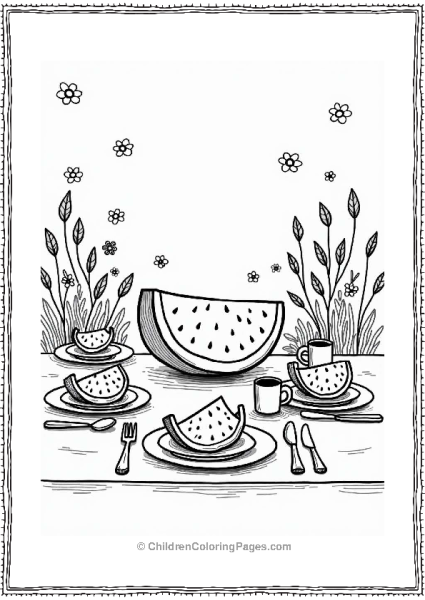 Watermelon Table Setting Illustration Free PDF Printable