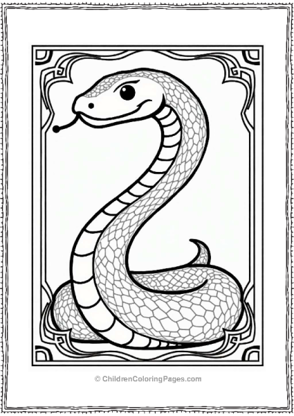 Whimsical Art Deco Snake Design Free PDF Printable