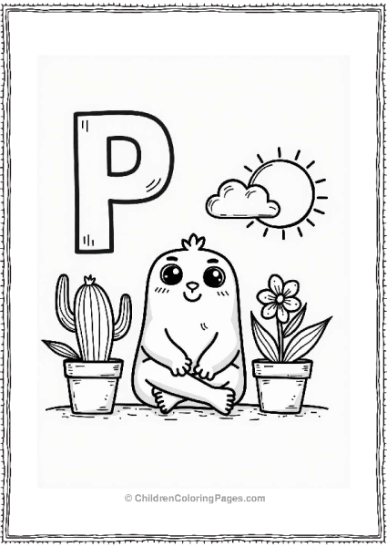 Whimsical Character With Potted Plants Free PDF Printable