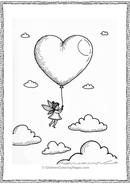 Whimsical Heart Balloon With Fairy Free PDF Printable