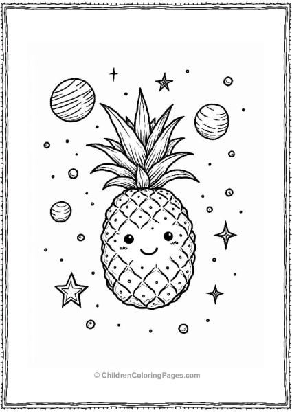 Whimsical Pineapple In Outer Space Free PDF Printable