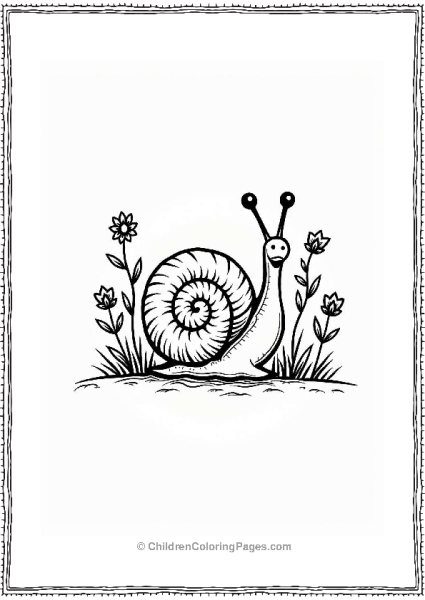 Whimsical Snail Among Flowers Tattoo Coloring Page Free PDF Printable