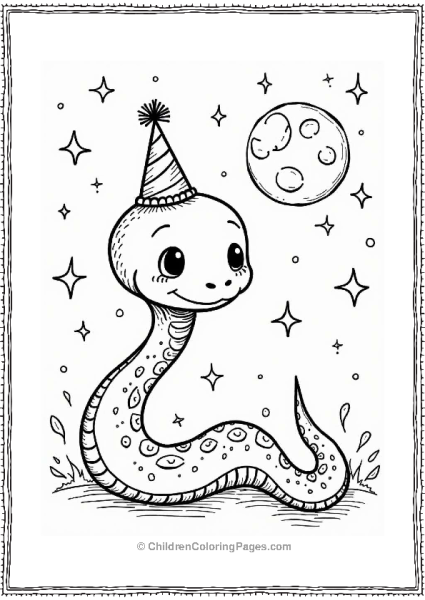 Whimsical Snake Dancing Under A Starry Sky Free PDF Printable