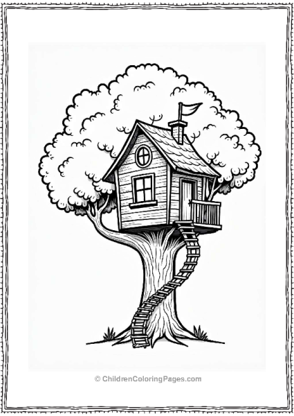 Whimsical Treehouse In A Sturdy Tree Free PDF Printable