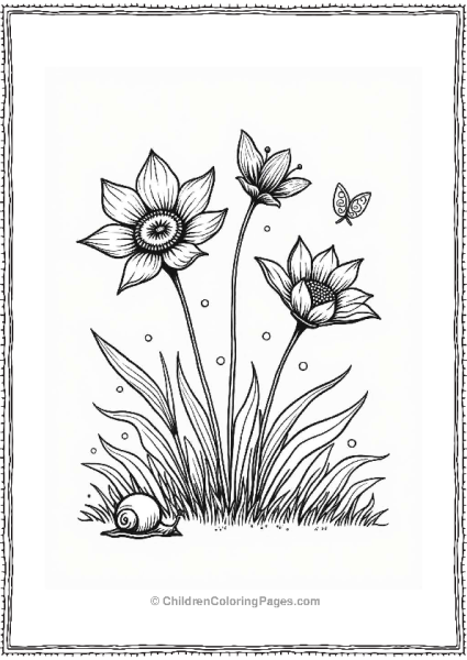 Wildflowers With Butterfly And Snail Free PDF Printable