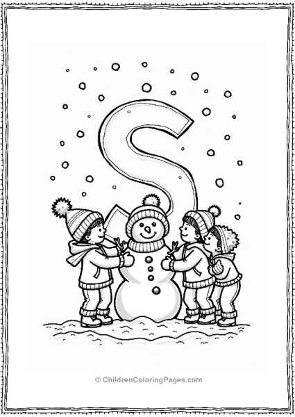 Winter Playtime Kids Building A Snowman Free PDF Printable