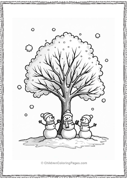 Winter Wonderland Tree With Snowmen Free PDF Printable