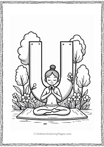 Yoga Character In A Peaceful Garden Free PDF Printable