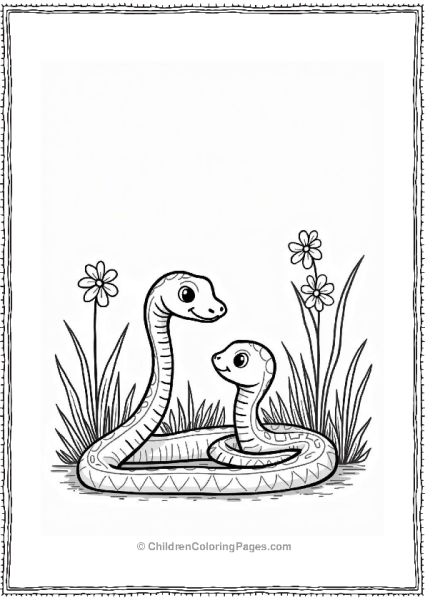 Young Snake Observing Parent Free PDF Printable