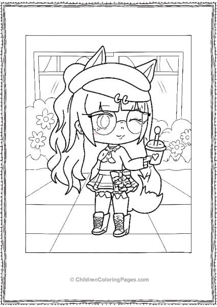 A Girl With Cat Ears Winking Gacha Life Coloring Pages Free PDF Printable