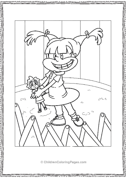 Angelica Pickles With Pig Tails Standing With A Doll Rugrats Free PDF Printable