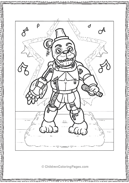 Animatronic Freddy Five Nights At Freddy’s Coloring Page Free PDF Printable