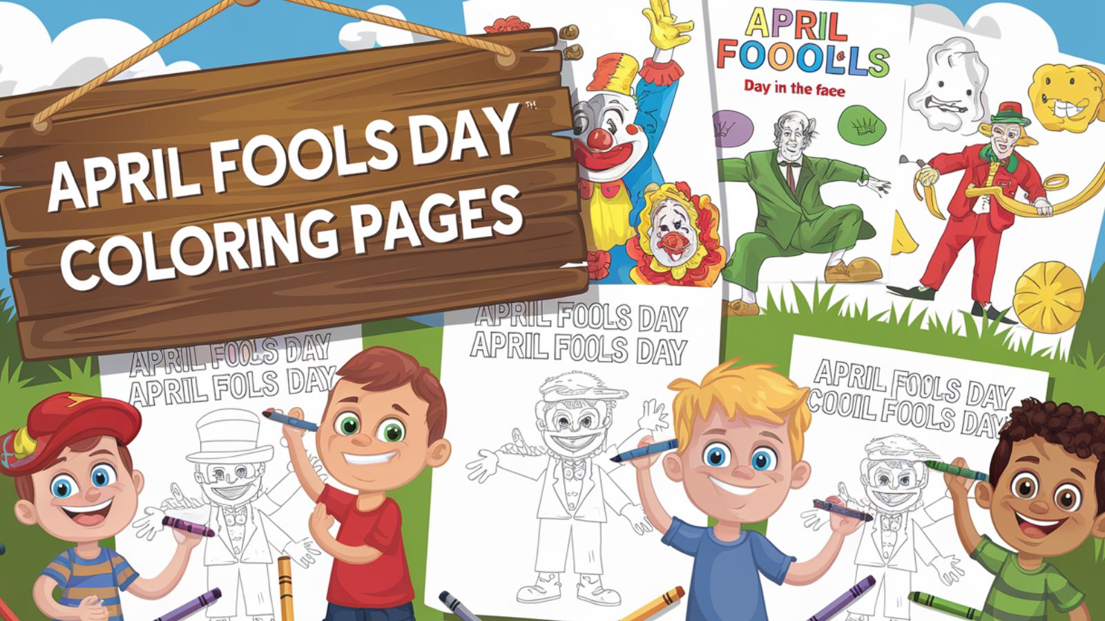 April Fools Day Coloring Pages – Download Free PDF Printables 😻👸😹👶🐵