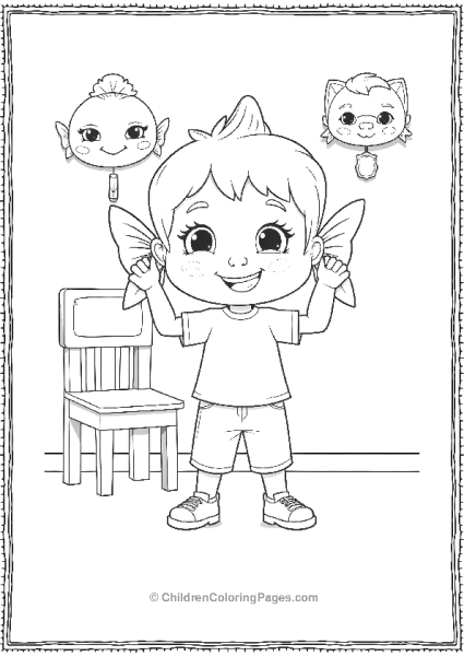 April Fools DayA Cartoon Child Posing Proudly With A Diy Paper Mache Free PDF Printable