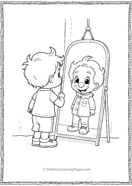 April Fools Day A Kid Looking Into A Disguise Mirror Free PDF Printable