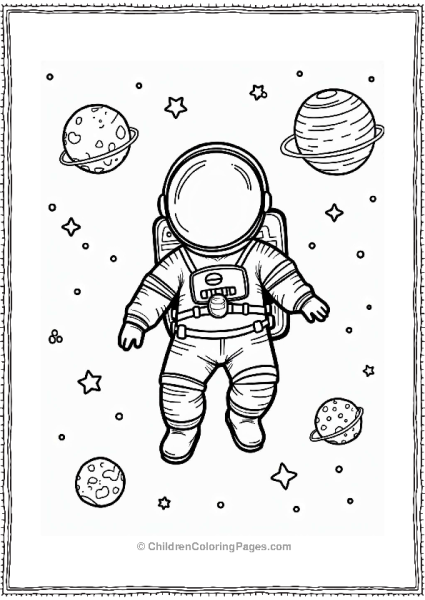 Astronaut Floating In The Solar System Free PDF Printable