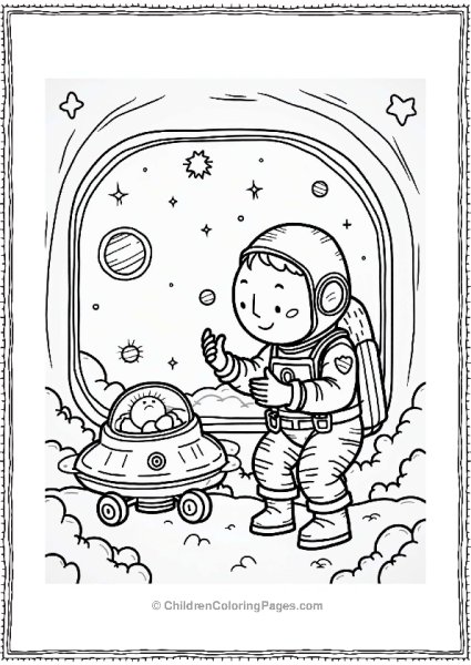 Astronaut Playing In The Solar System Free PDF Printable