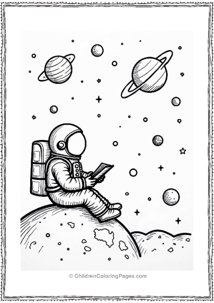 Astronaut Reading Solar System Map Free PDF Printable