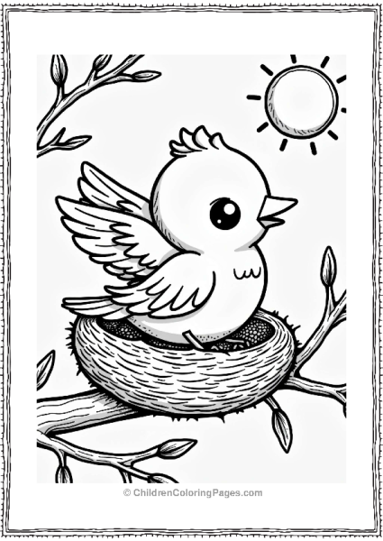 Spring Baby Bird Learning To Fly At Sunrise Free PDF Printable