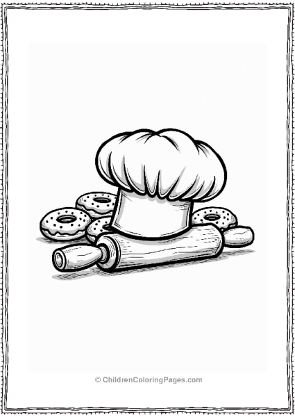 Baker’s Hat And Rolling Pin With Donuts Free PDF Printable