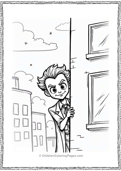 Joker Peeking Behind A Building In Gotham Free PDF Printable