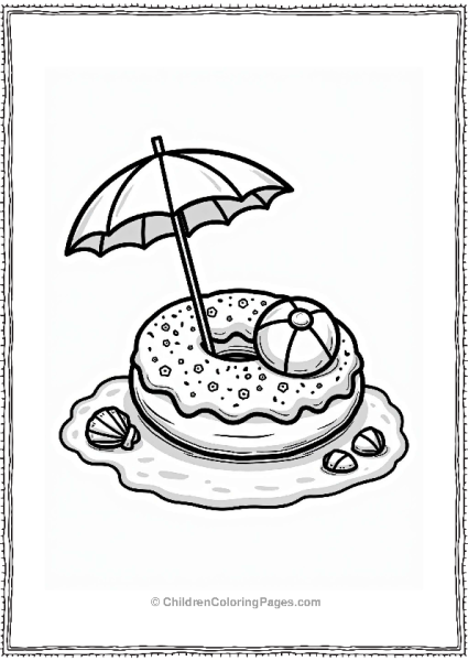 Beach Donut With Umbrella And Seashells Free PDF Printable